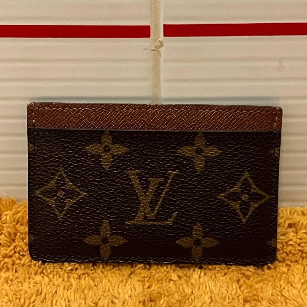 Louis Vuitton Porte Cartes Simple Card Case Holder Leather Brown Monogram
